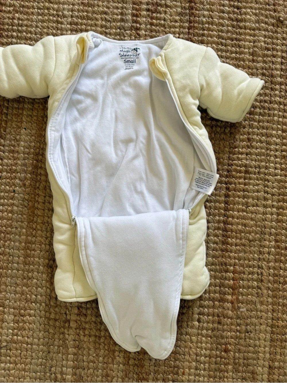 Baby Merlin’s Magic Sleepsuit Small 3-6M Cream Double Zip